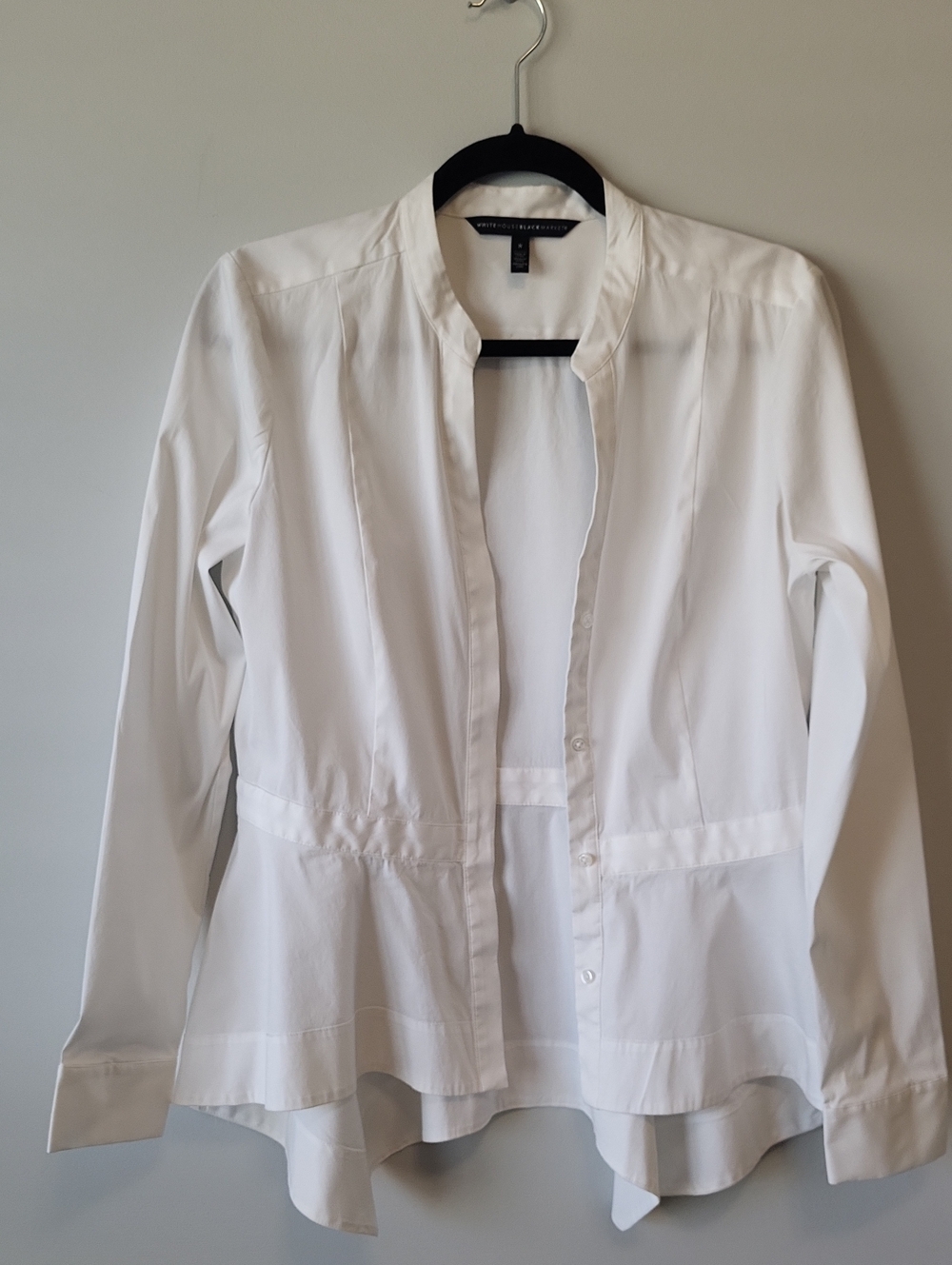 White House Black Market White Collarless Button-Front Jacket